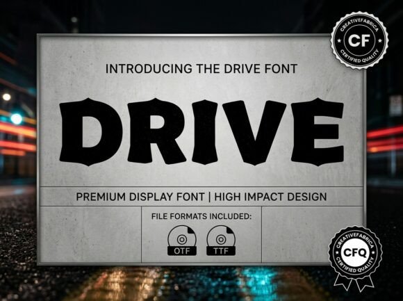 Drive Typeface: Industrial Display Font for Editorial Impact